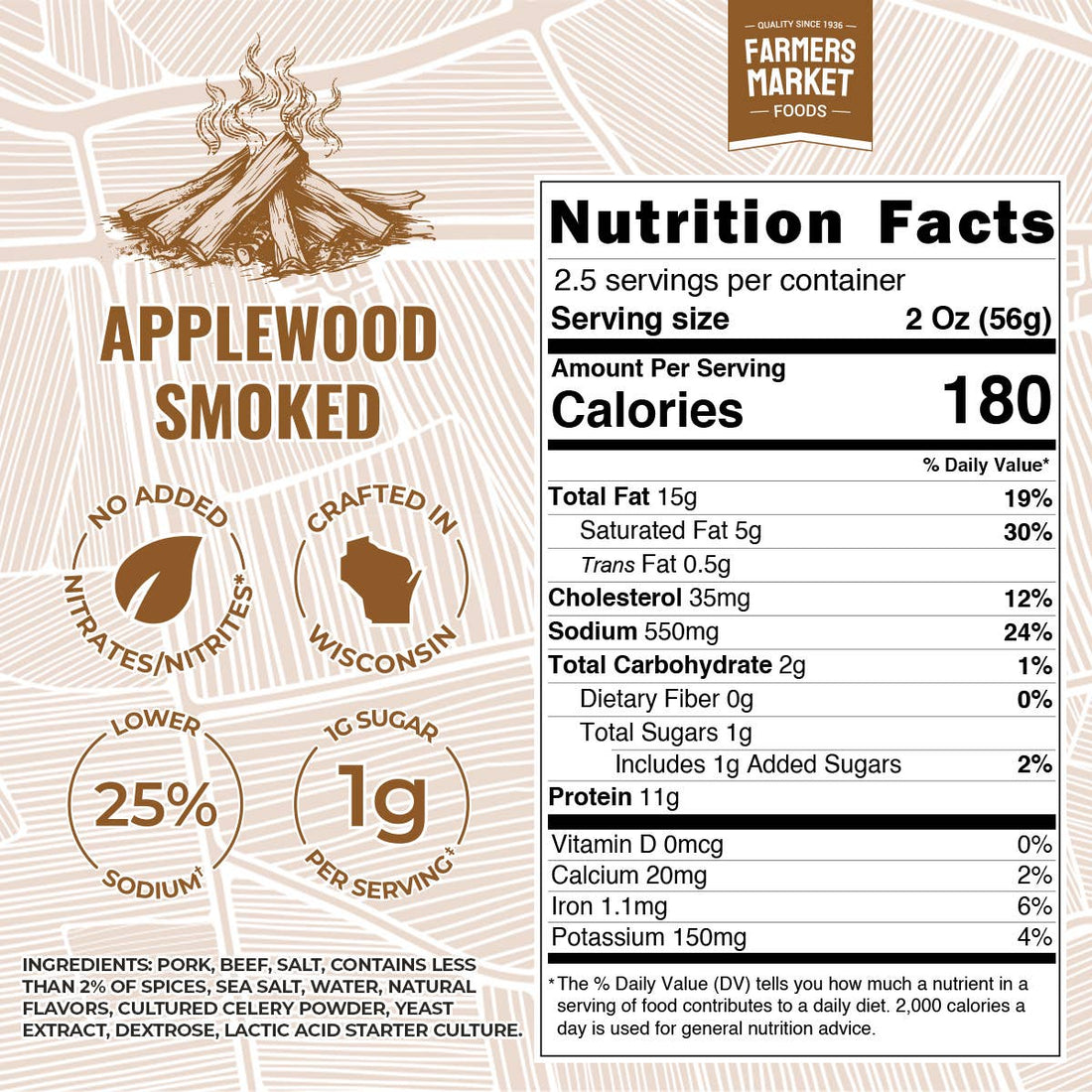 No Nitrate/Nitrite Applewood Smoked Summer Sausage 5oz