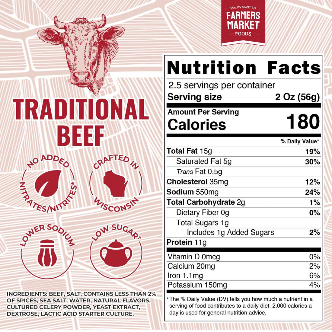 No Nitrate/Nitrite Traditional Beef Summer Sausage 5oz