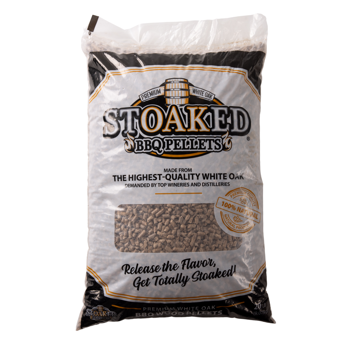 Stoaked BBQ Pellets for Smoker. Natural White Oak. 20lb Bag